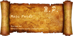 Maic Pető névjegykártya